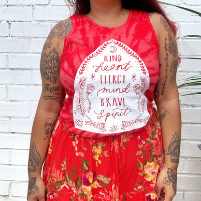 kind heart, fierce mind, brave spirit vest top - red