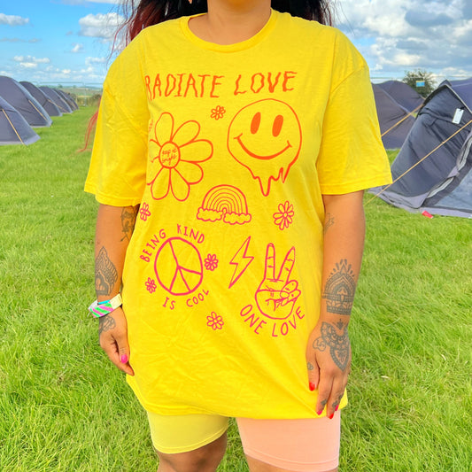 hippie heart t-shirt - yellow
