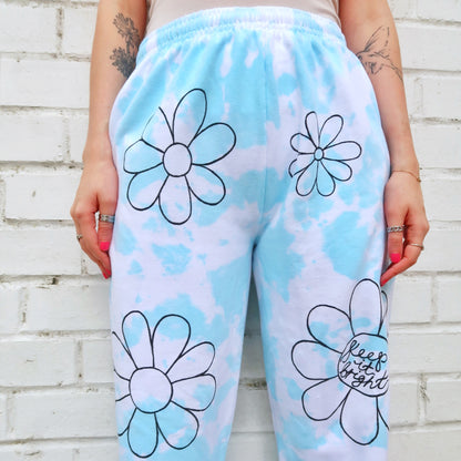 hippie heart tie dye lounge pants - blue