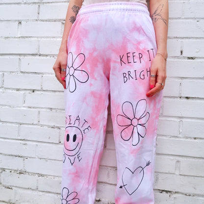 hippie heart tie dye lounge pants / joggers - pink