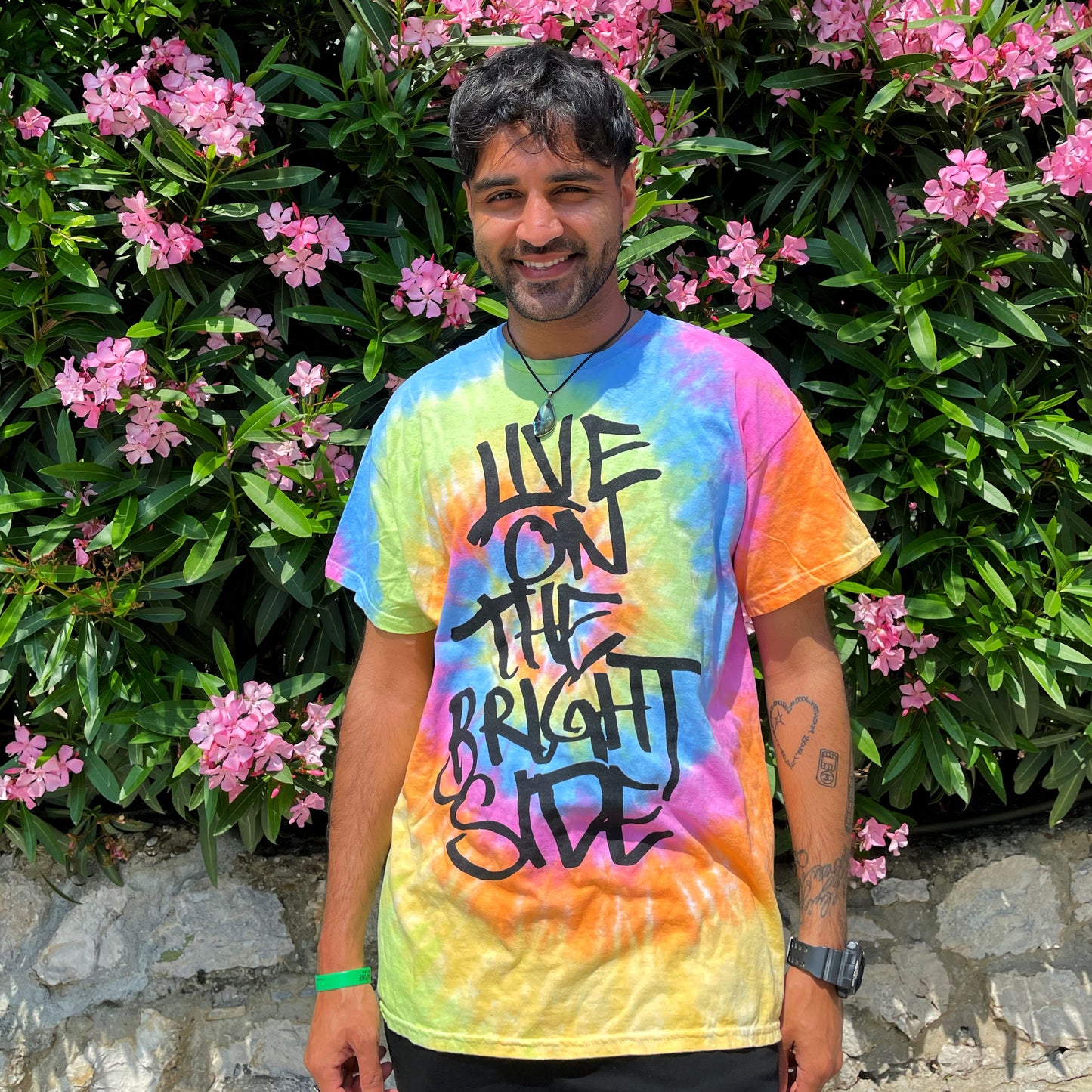 live on the bright side tie-dye t-shirt