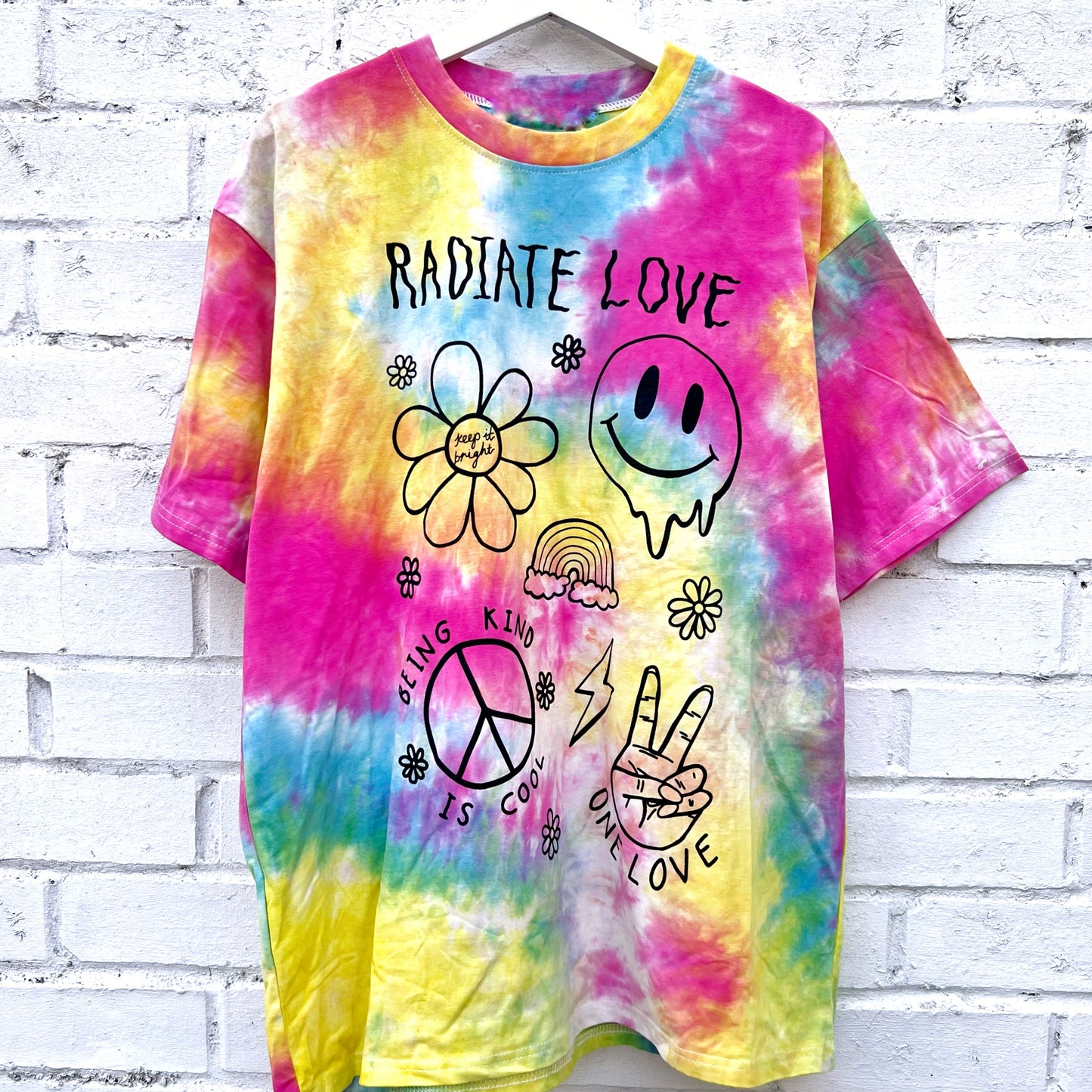 hippie heart tie-dye t-shirt - bright