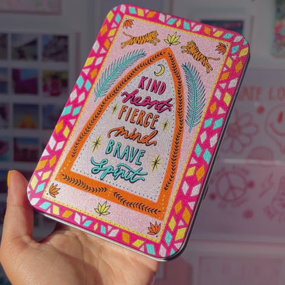 kind heart, fierce mind, brave spirit jigsaw puzzle + deluxe tin