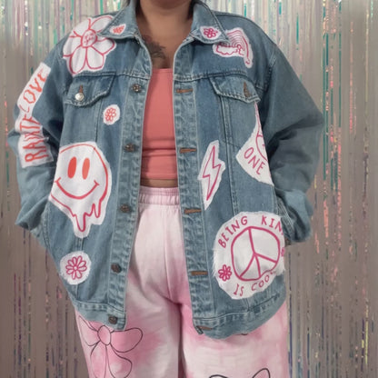 hippie heart denim jacket