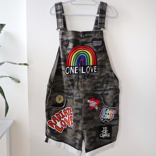 keep it bright camo dungarees