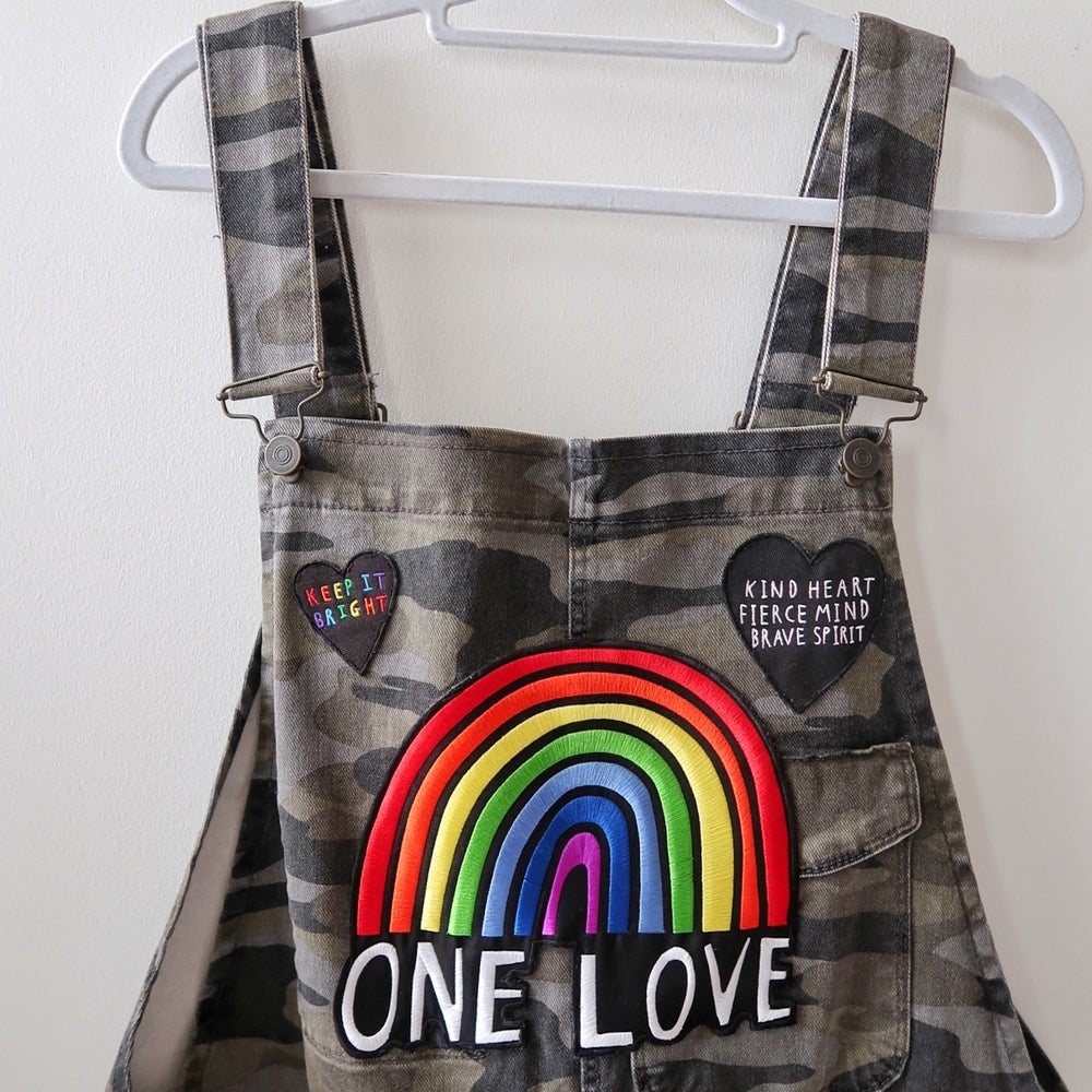 keep it bright camo dungarees