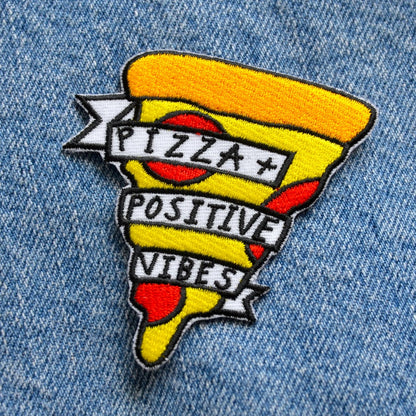 pizza + positive vibes iron-on patch