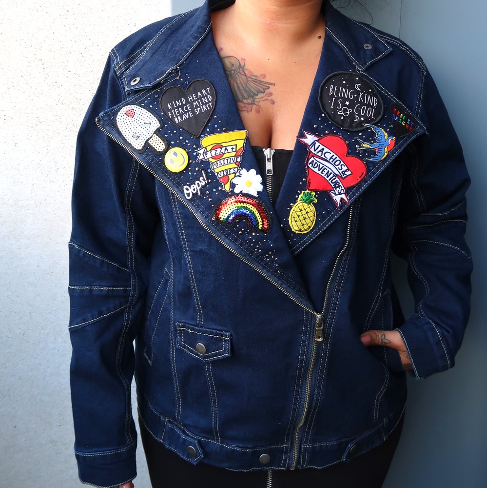 the 'summer nights' denim biker jacket