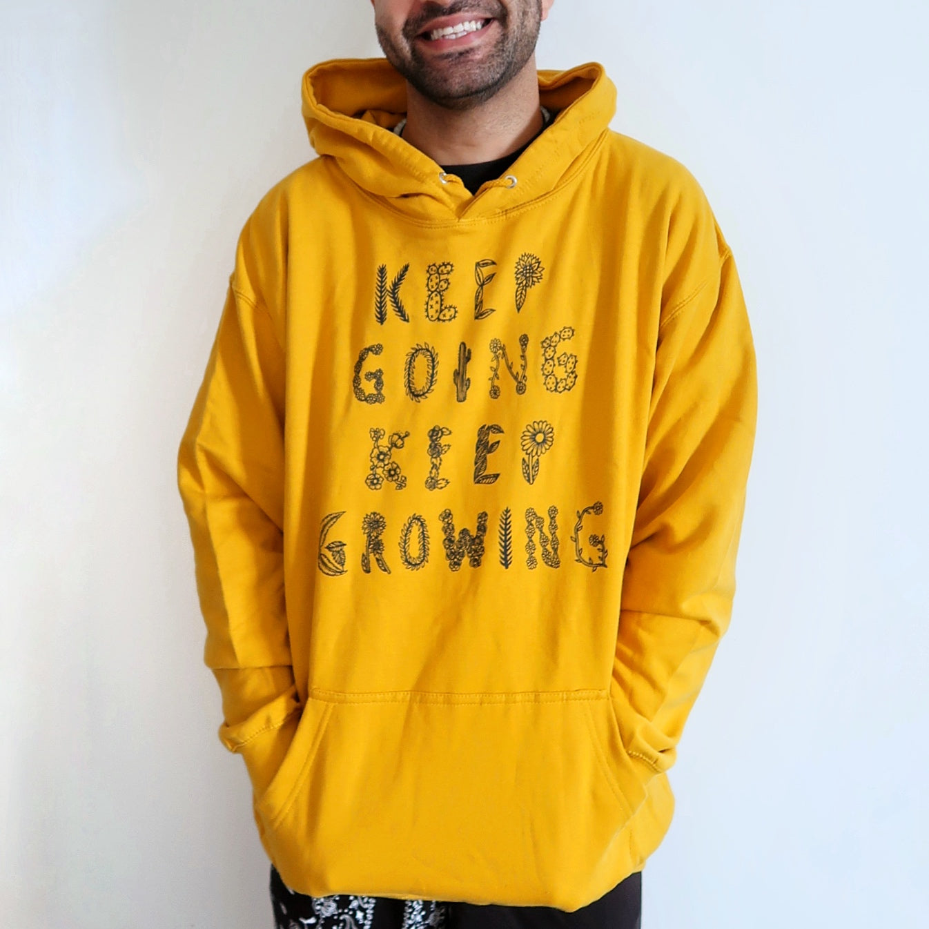 keep going, keep growing hoodie - mustard yellow