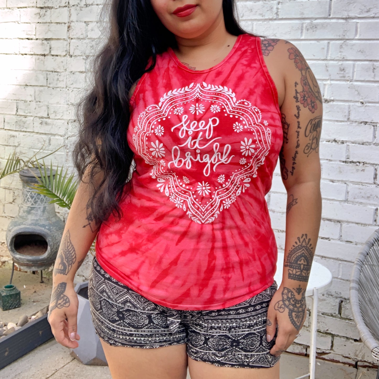 keep it bright tie dye vest top - red