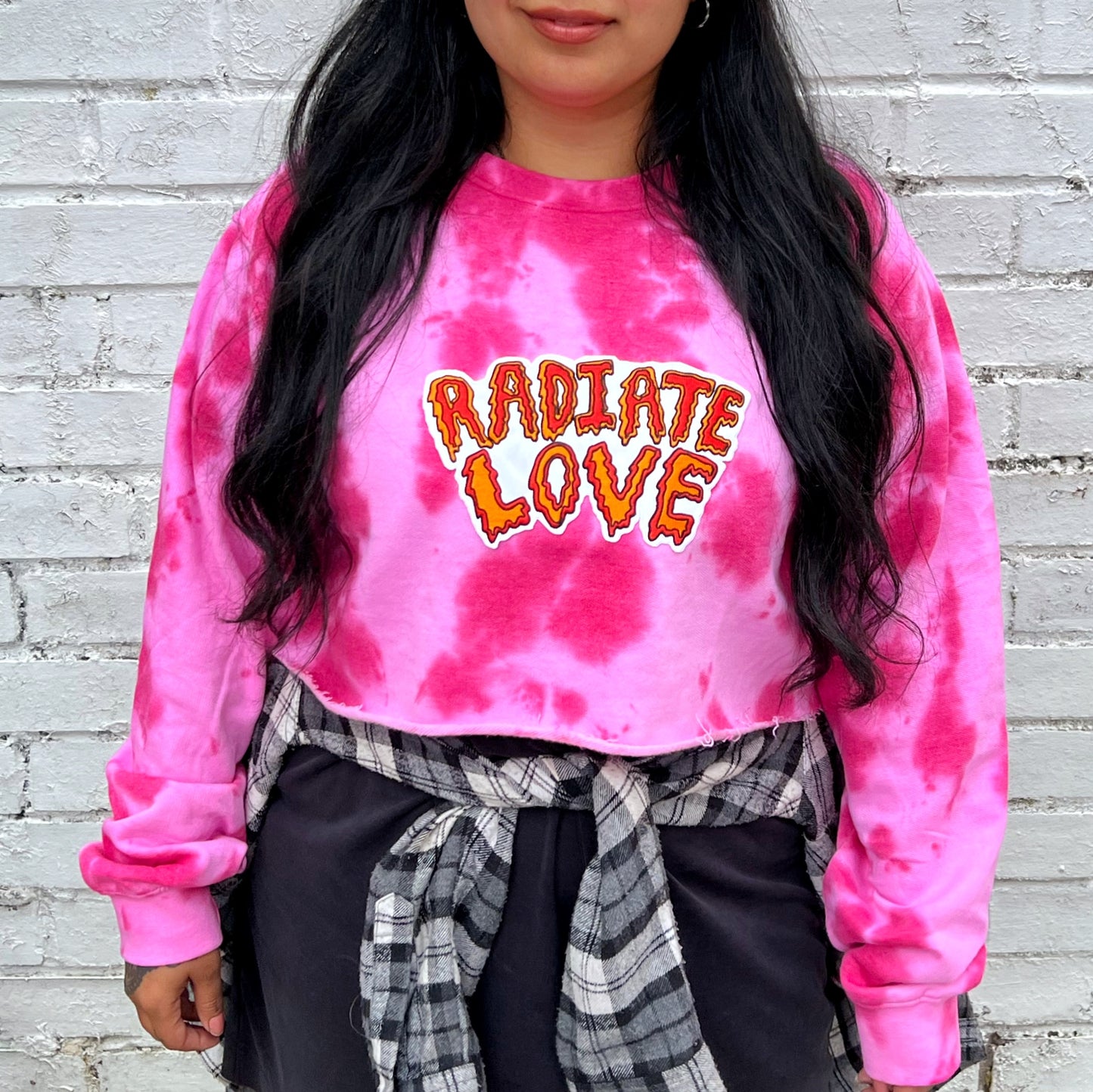 radiate love tie dye crop sweatshirt
