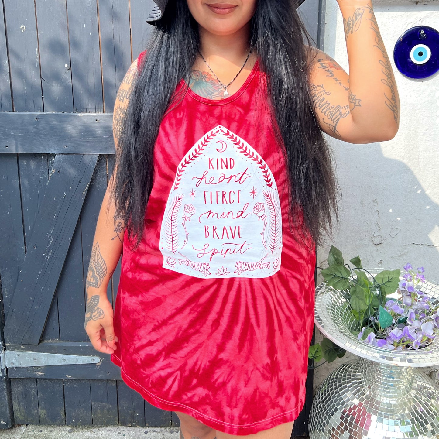 kind heart, fierce mind, brave spirit vest top - red