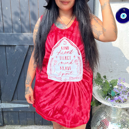 kind heart, fierce mind, brave spirit vest top - red
