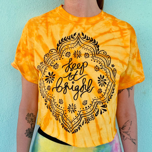 keep it bright tie-dye t-shirt / crop top - yellow