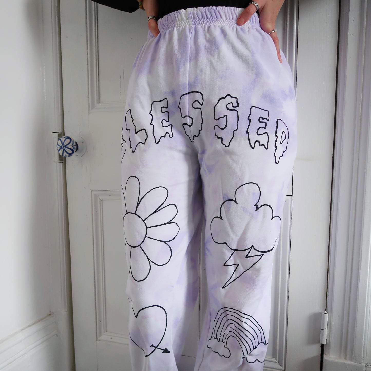 hippie heart tie dye lounge pants - lilac