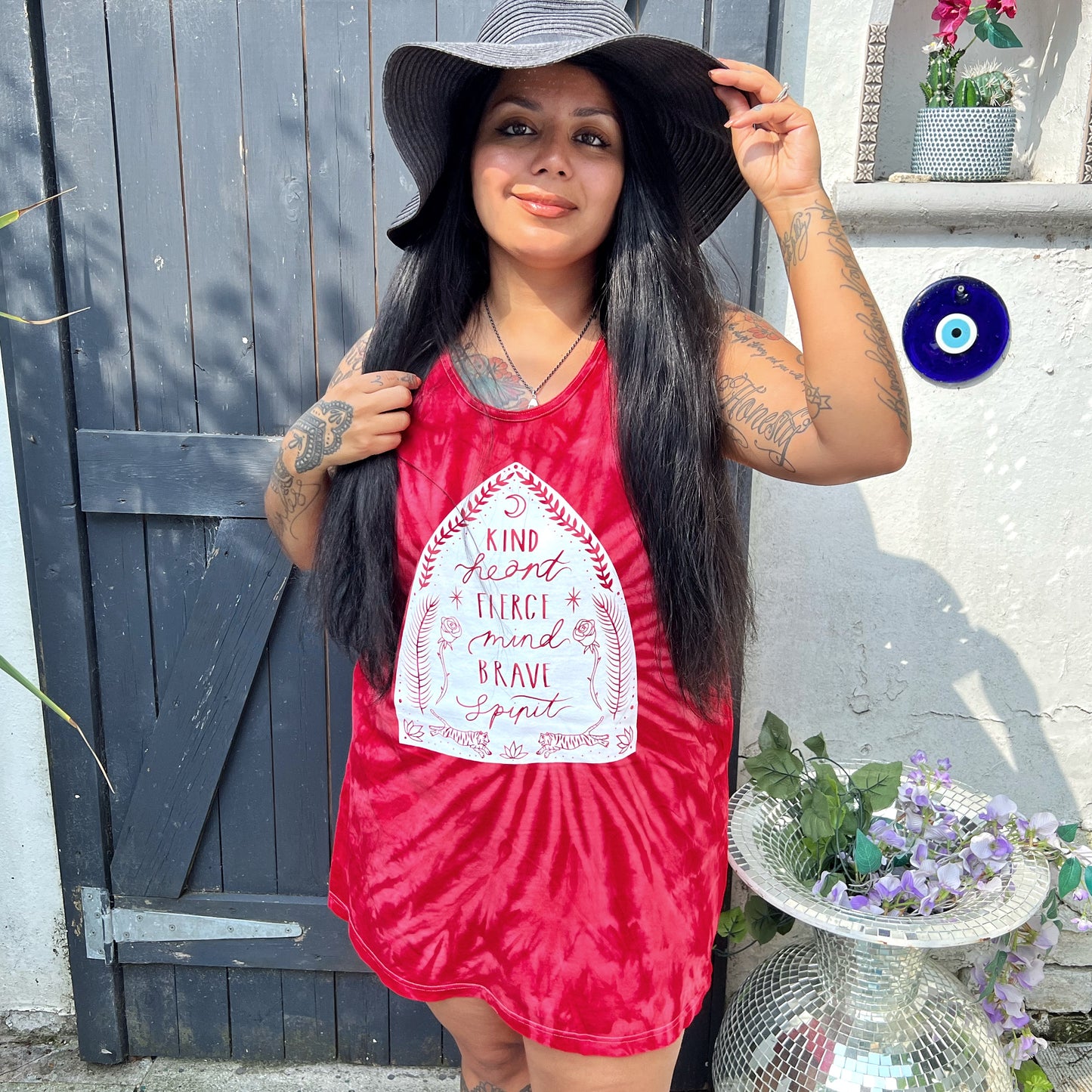 kind heart, fierce mind, brave spirit vest top - red