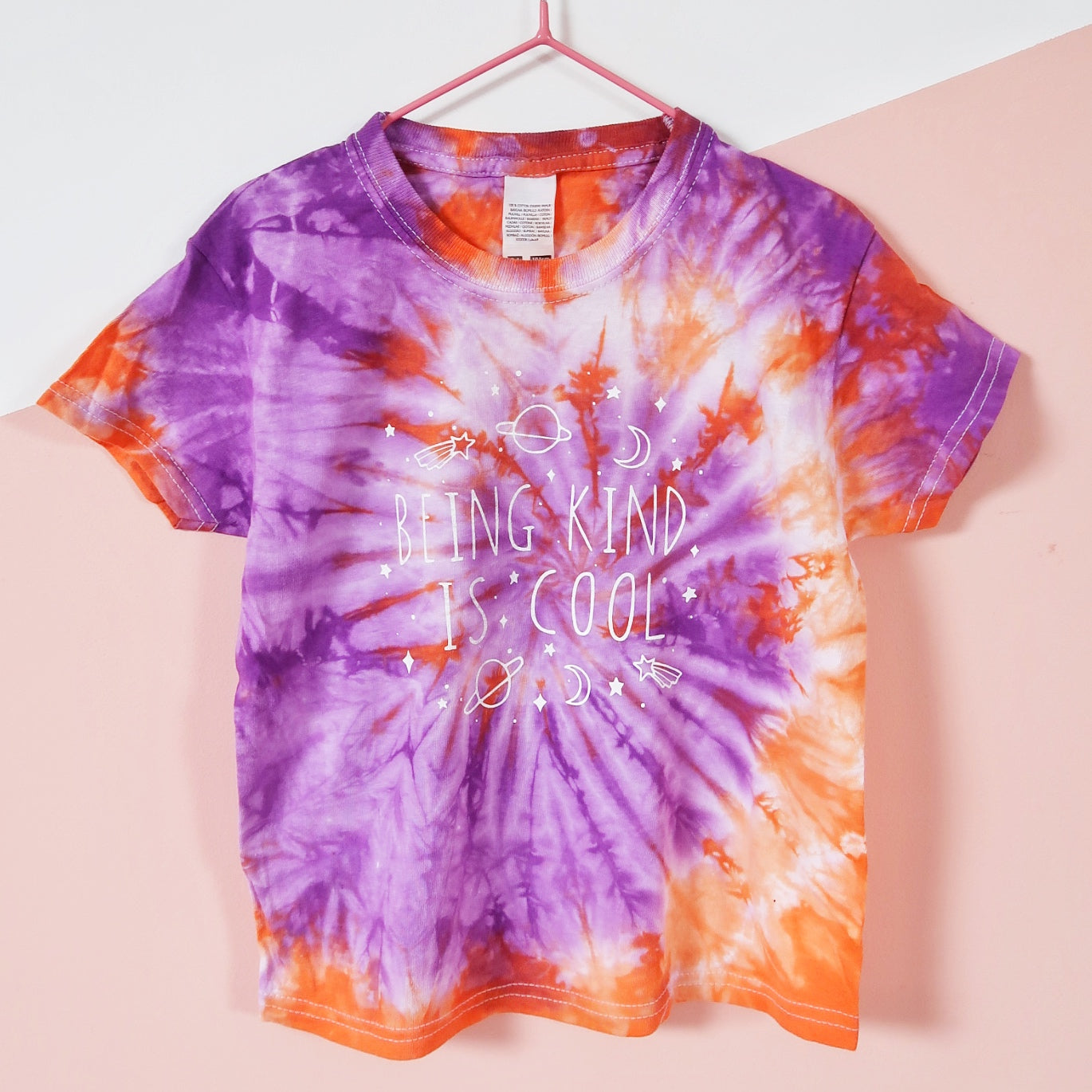 kids being kind is cool tie dye t-shirt - purple