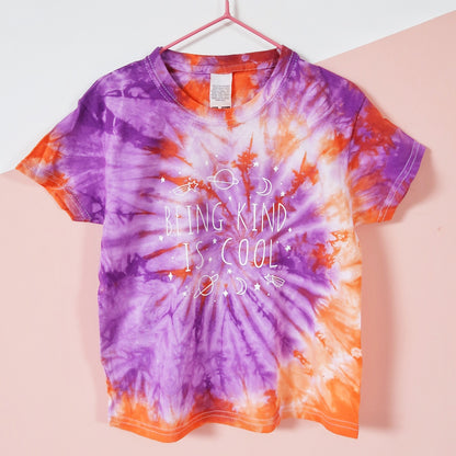 kids being kind is cool tie dye t-shirt - purple