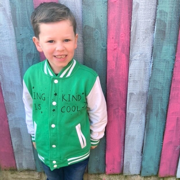 being kind is cool kids varsity jacket v.2 - green