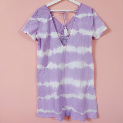 trust the timing of your life tie dye dress - lavender