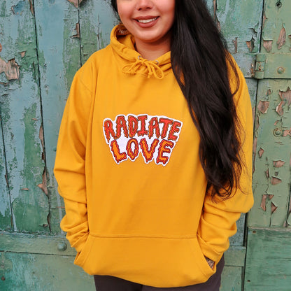 radiate love embroidered hoodie - mustard yellow