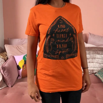 kind heart, fierce mind, brave spirit t-shirt - orange