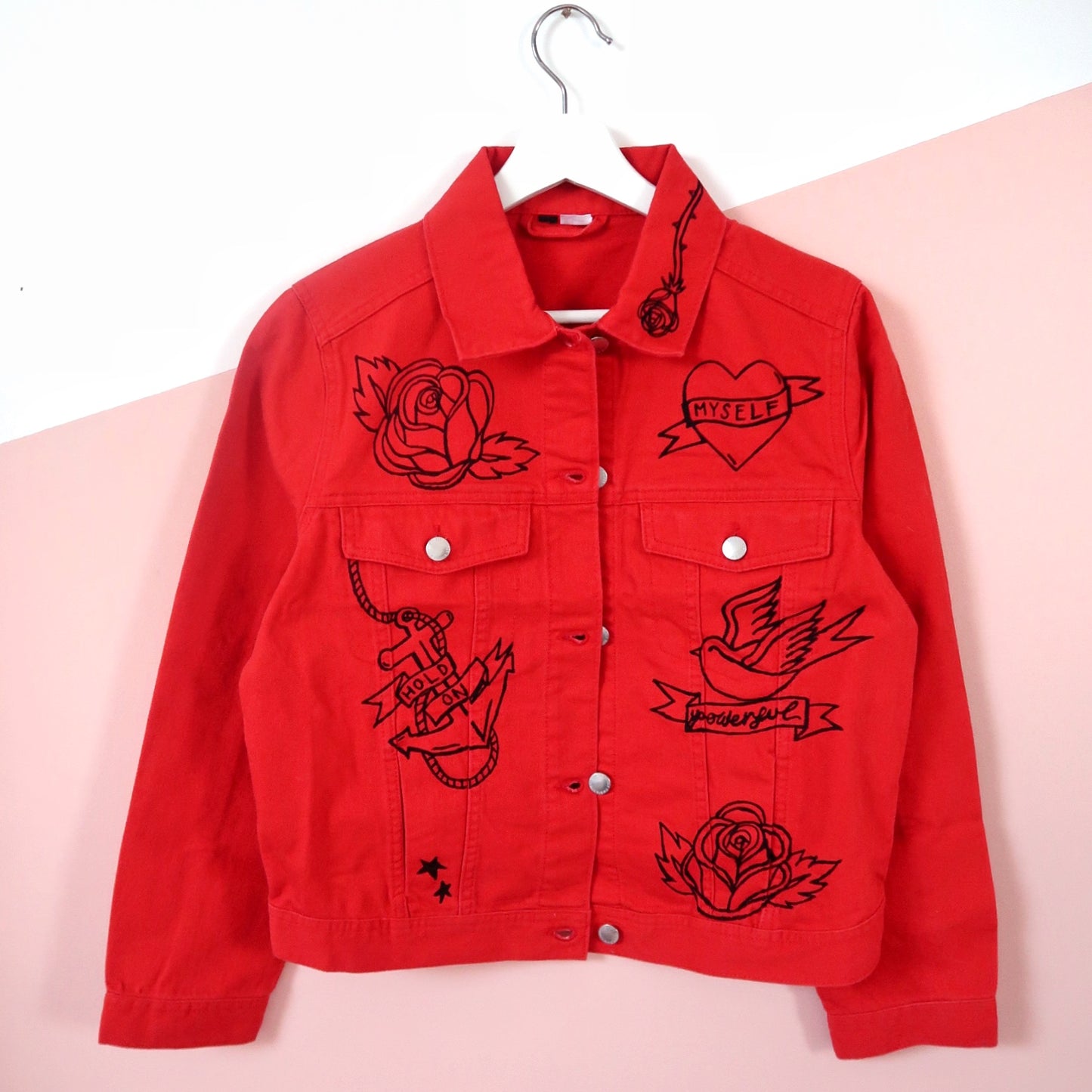 tattoo flash denim jacket