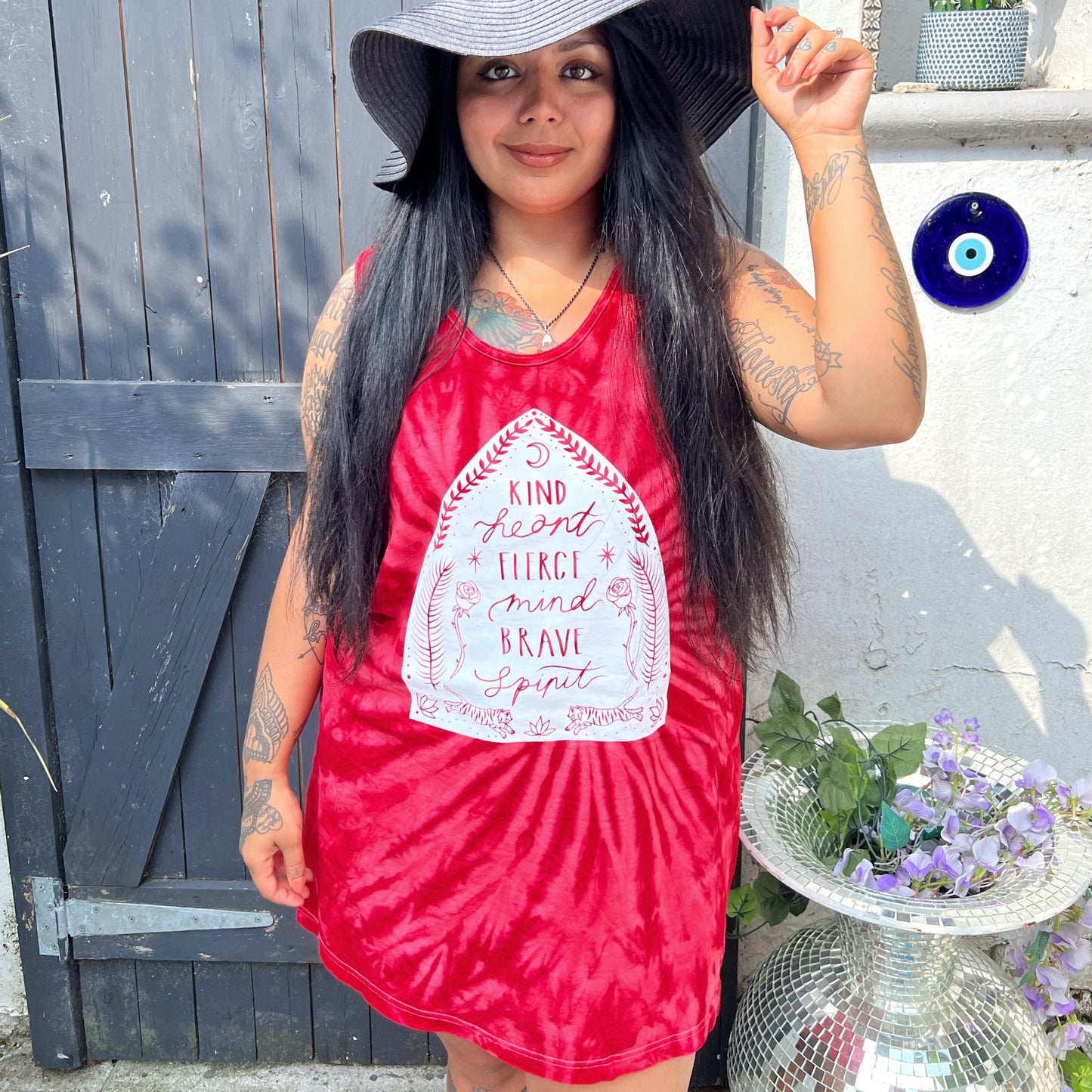 kind heart, fierce mind, brave spirit vest top - red