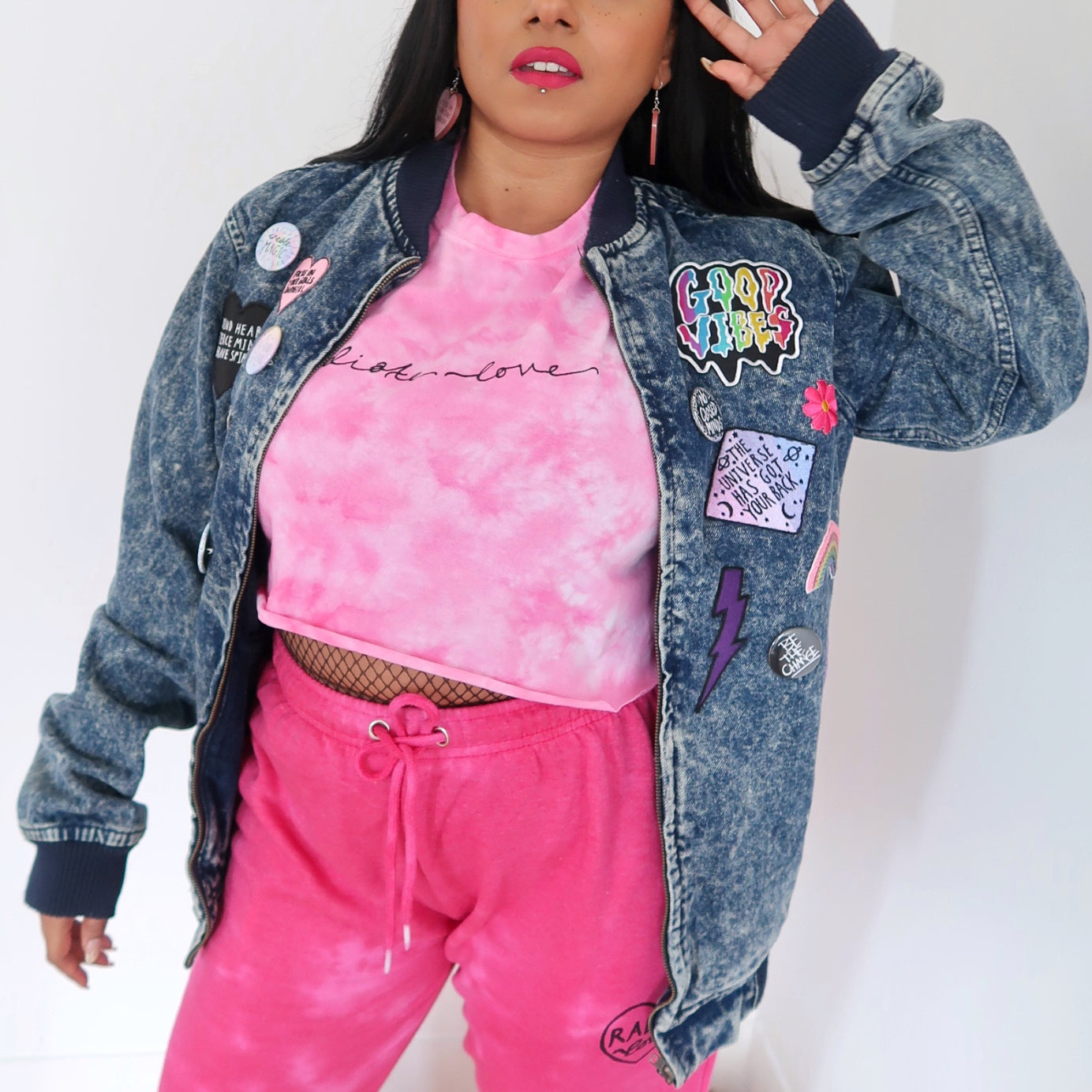 the 'super mix' denim bomber jacket