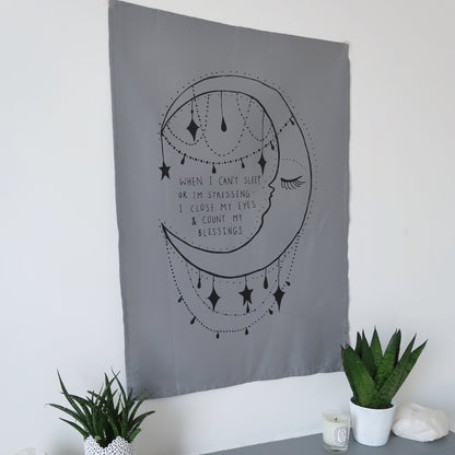 count your blessings moon wall hanging - grey