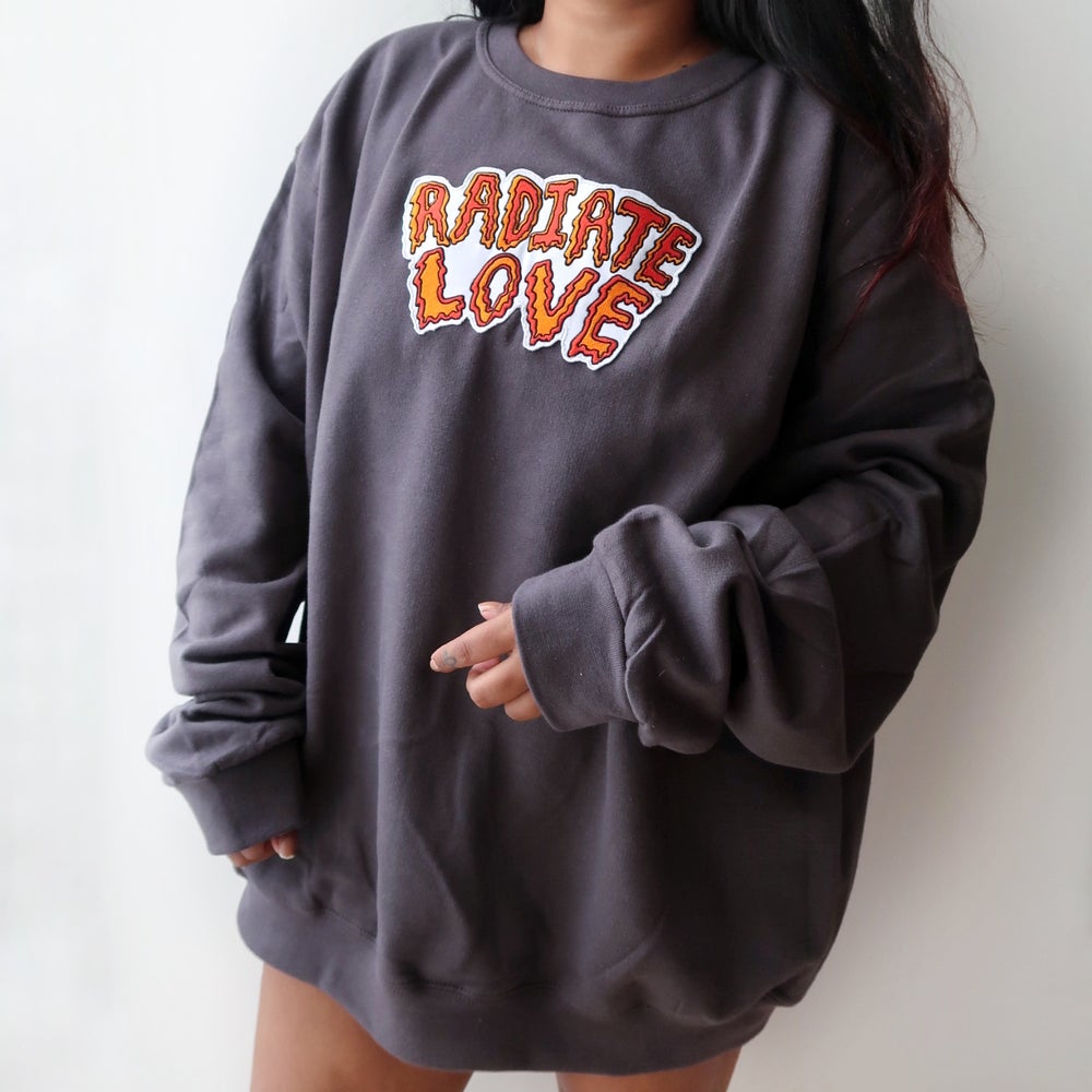 radiate love embroidered sweatshirt dark grey