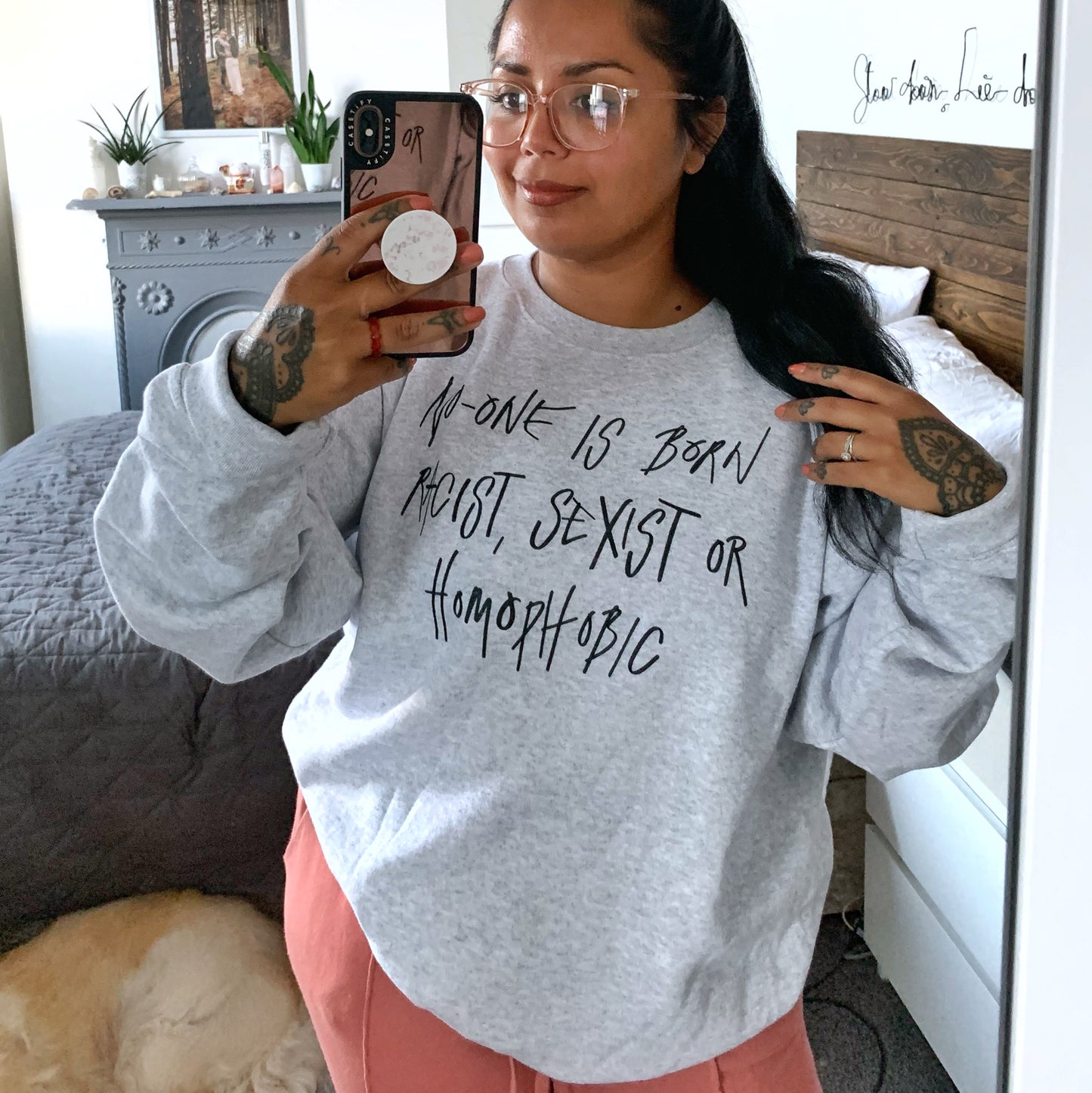 hate is taught sweatshirt - light grey