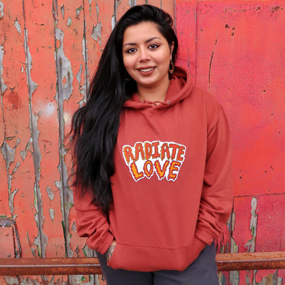 radiate love embroidered hoodie - rust