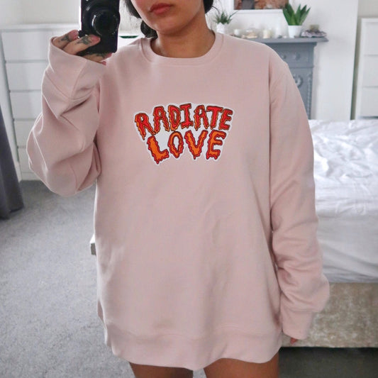 radiate love embroidered sweatshirt - light pink