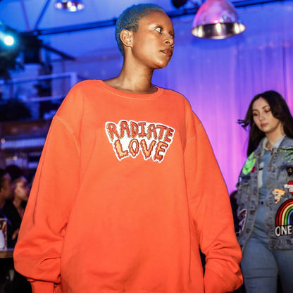 radiate love embroidered sweatshirt - orange