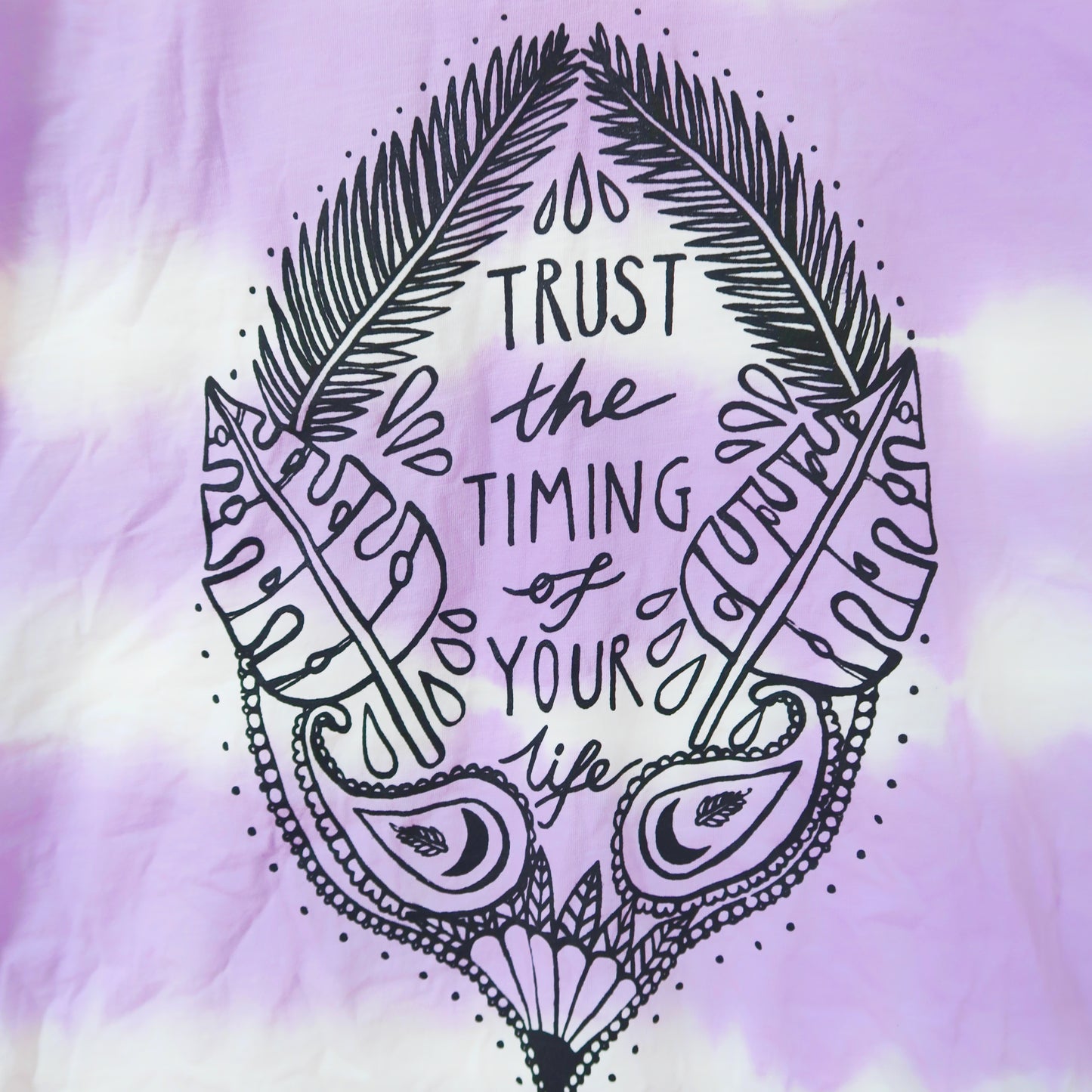 trust the timing of your life tie dye dress - lavender