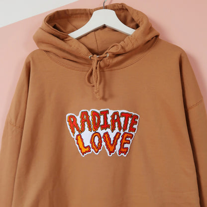 radiate love embroidered hoodie - tan