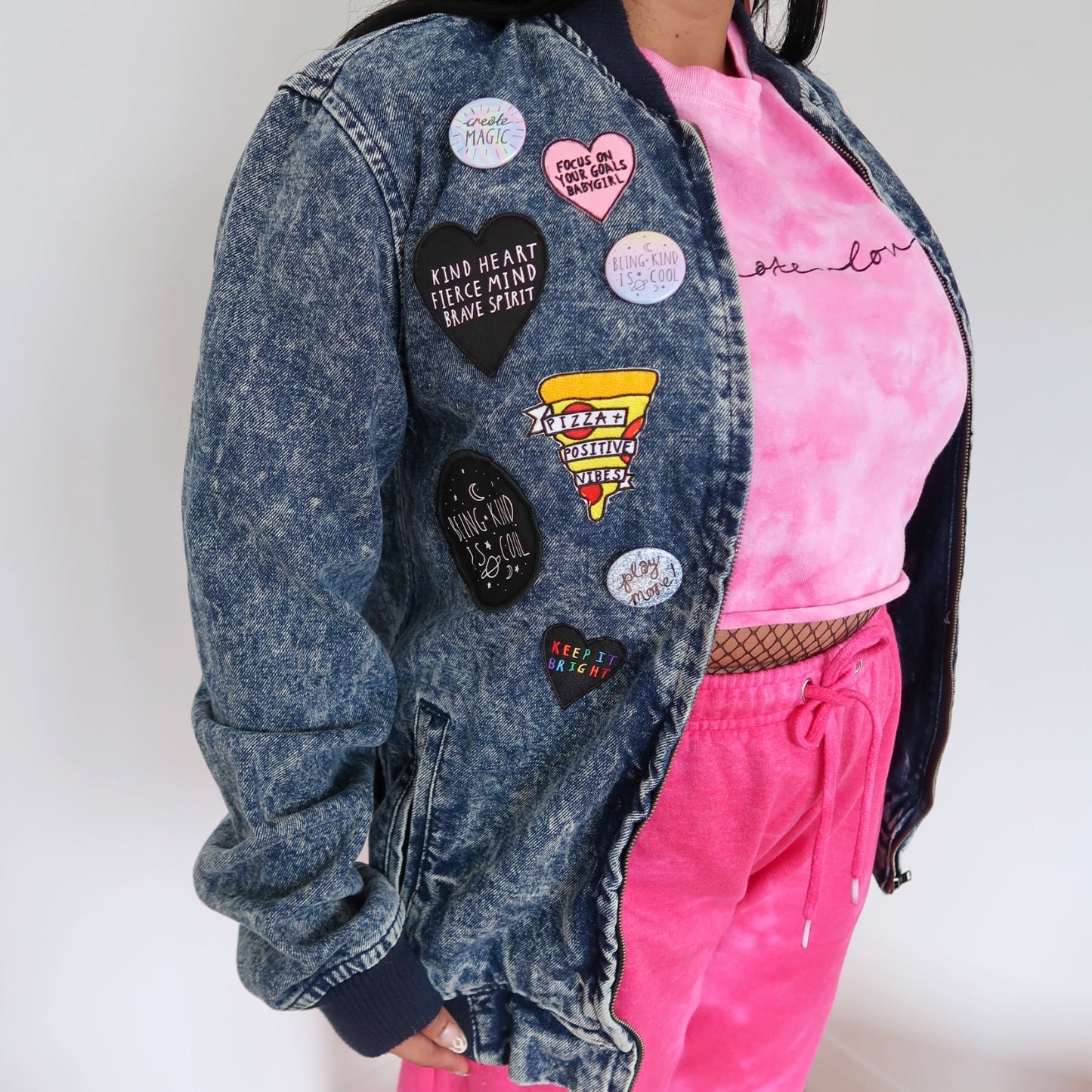 the 'super mix' denim bomber jacket
