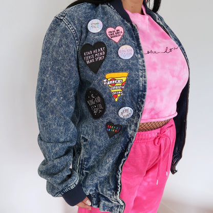 the 'super mix' denim bomber jacket