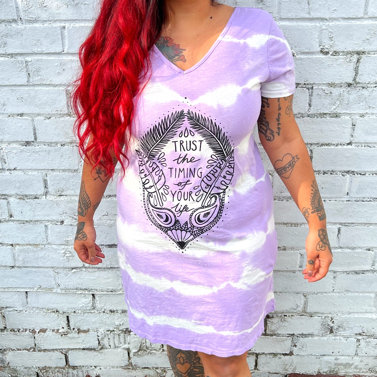 trust the timing of your life tie dye dress