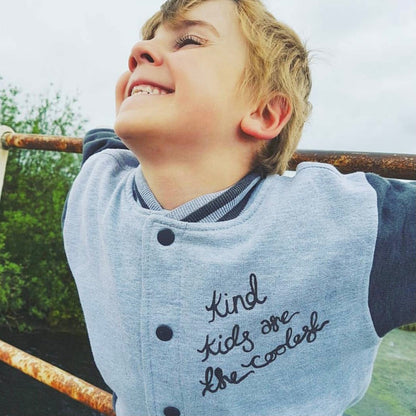 being kind is cool kids varsity jacket v.1 - grey