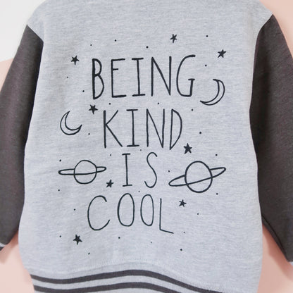 being kind is cool kids varsity jacket v.1 - grey