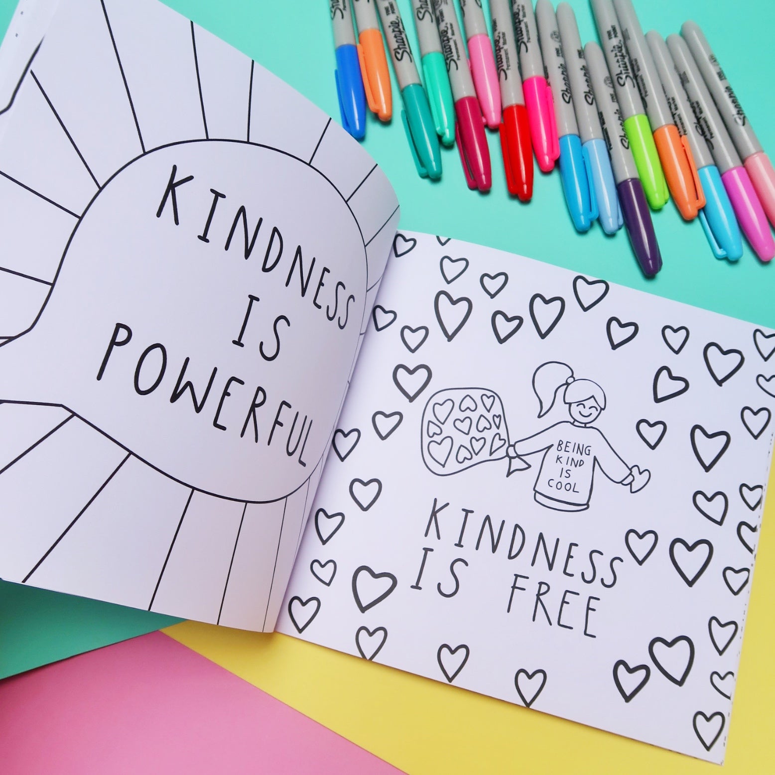 Being Kind Is Cool kids book - a book about kindness - colouring book