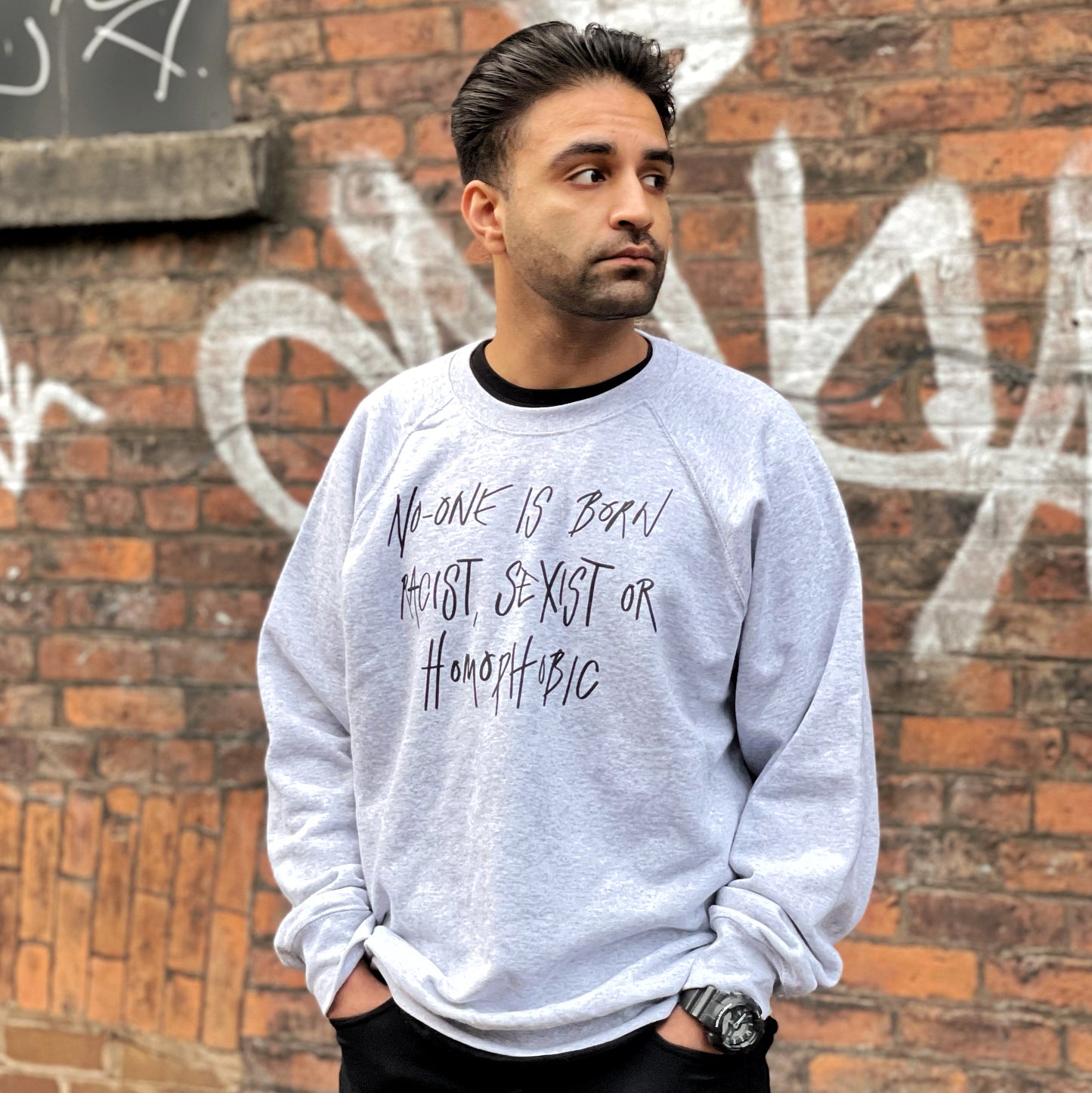 hate is taught sweatshirt - grey