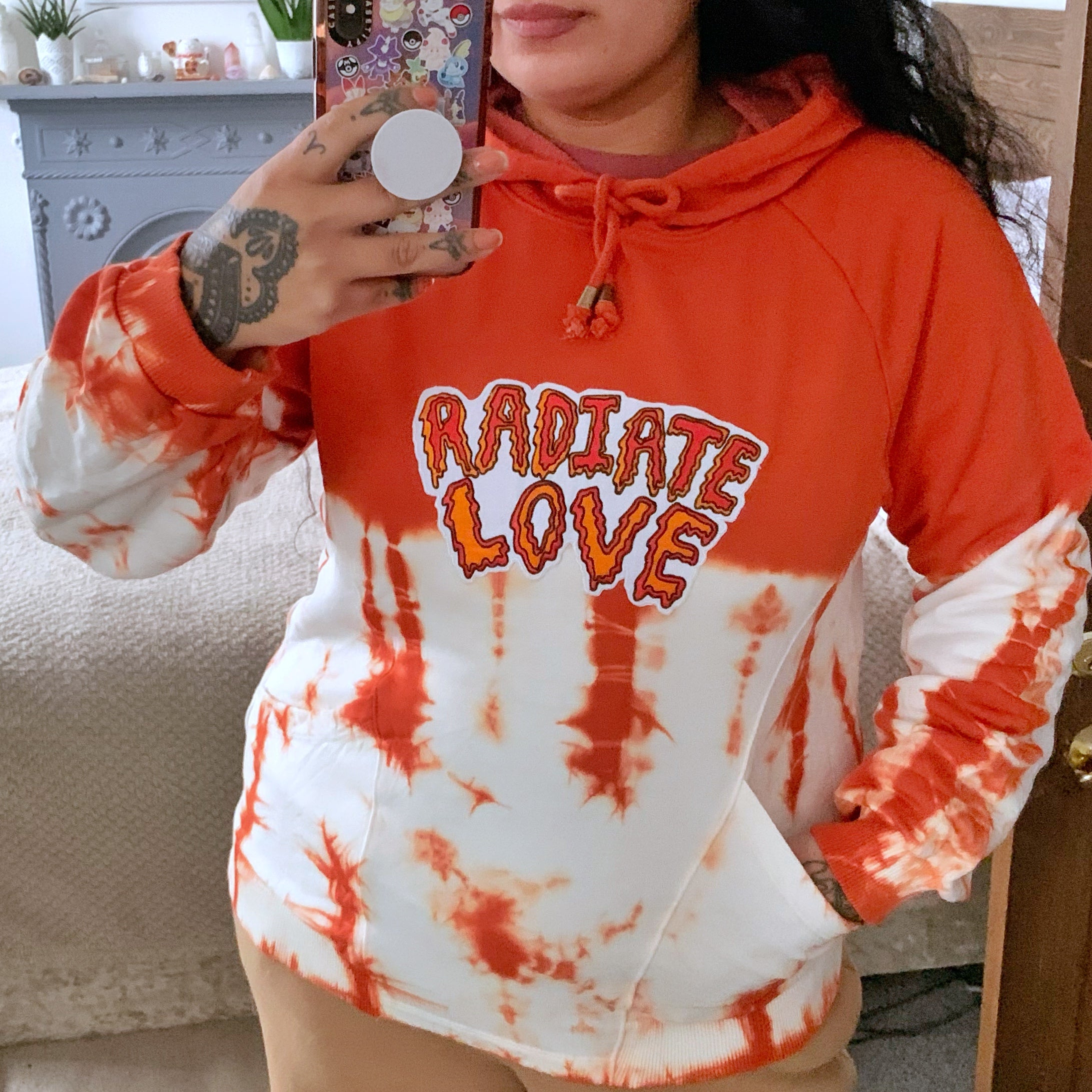 Orange tie dye hoodie sale