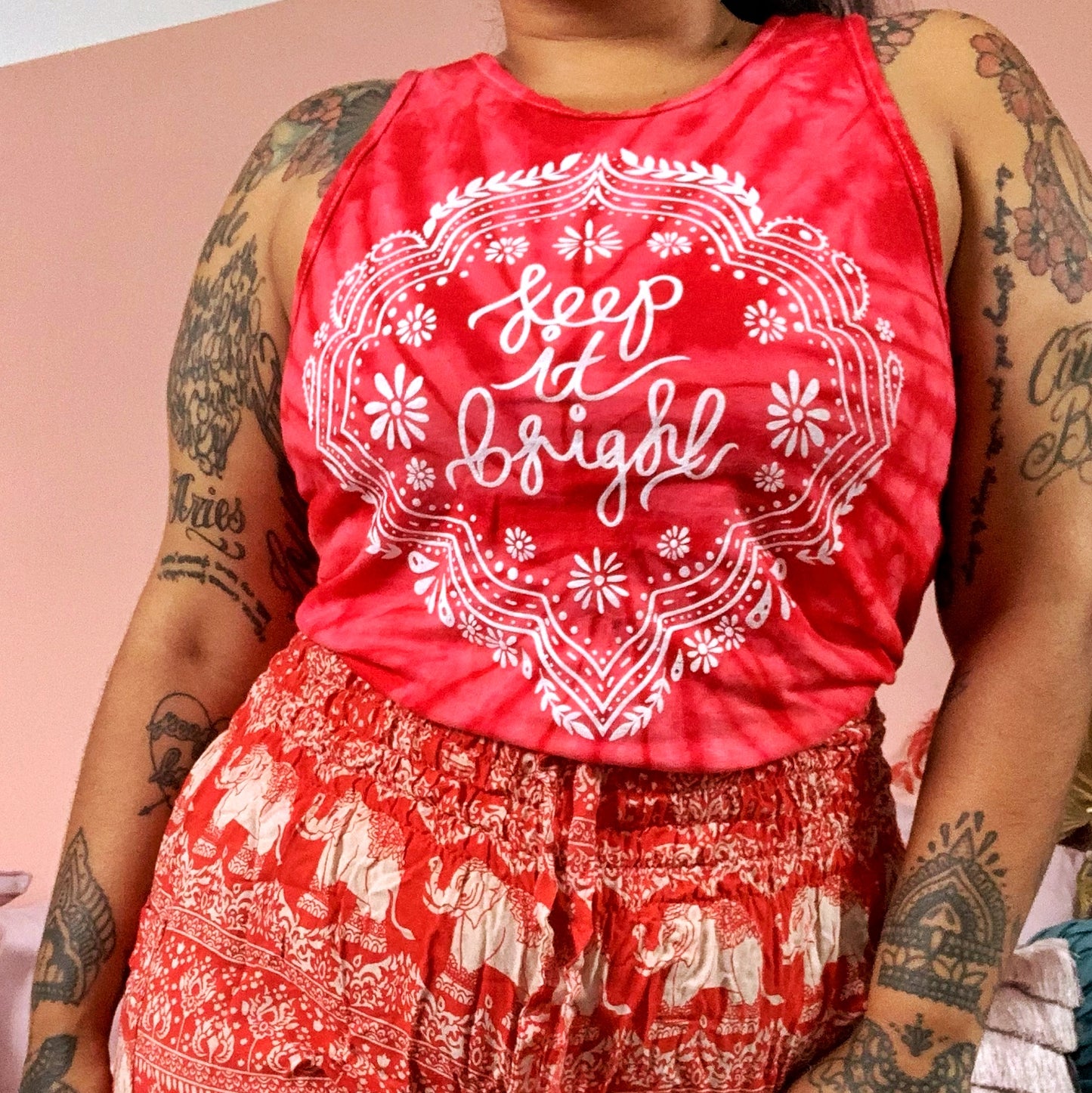 keep it bright tie dye vest top - red