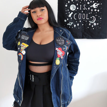 the 'summer nights' denim biker jacket