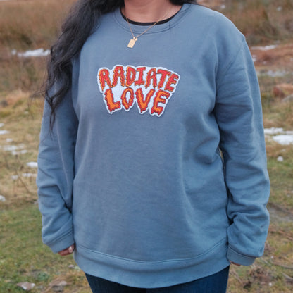 radiate love embroidered sweatshirt - dusky blue