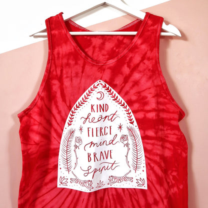 kind heart, fierce mind, brave spirit vest top - red