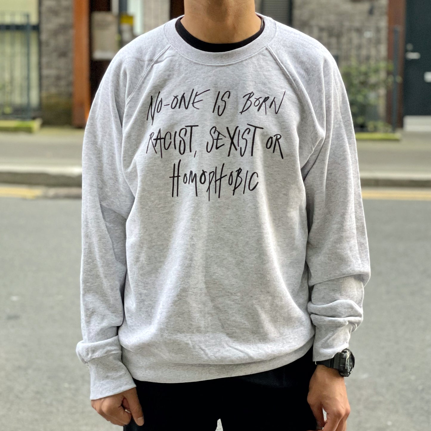 hate is taught sweatshirt - light grey